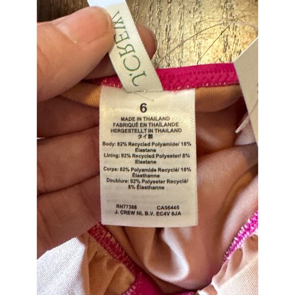J.Crew Swimsuit Pink Ruched V-neck One Piece Swimsuit NEW Fuchsia 6 Barbiecore - Picture 5 of 7